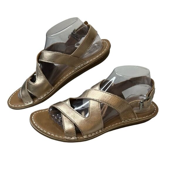 CLARKS Artisan Tustin Spears Metallic Leather Comfy Strappy Sandals Size 8.5 - Picture 8 of 17